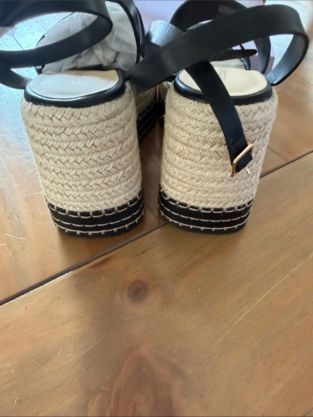 Madden Girl Black Raffia Espadrille Platform Sandals